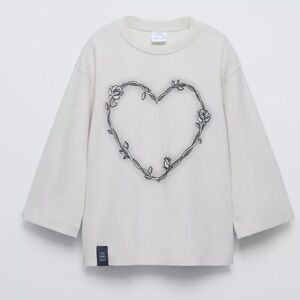 Zara Cream Kids Shirt with Heart Design